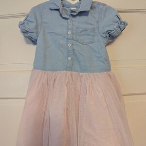 OshKosh B'gosh Blue Denim and Pink Tulle Dress